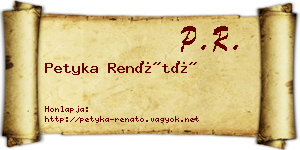 Petyka Renátó névjegykártya